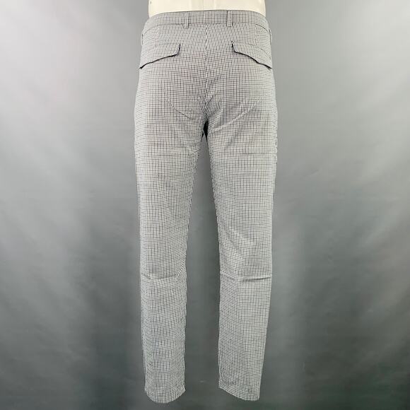 DEPARTMENT FIVE Size 35 White Navy Black Plaid Cotton Blend Casual Pants - Picture 3 of 6